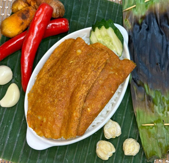 Spicy Otah in Banana Leaf
